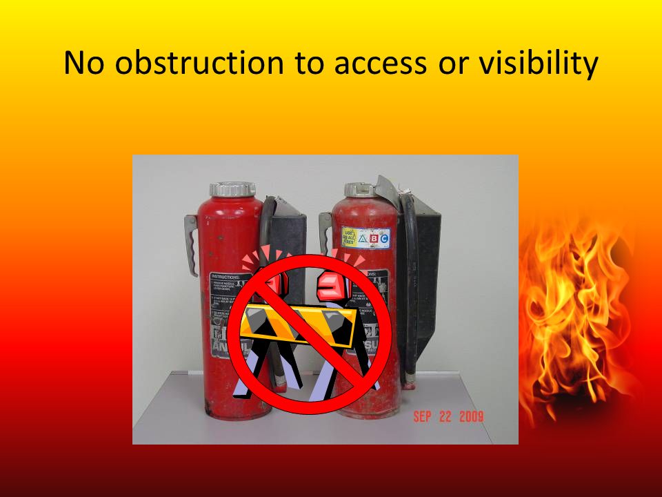 Fire extinguisher inspection and accessibility
